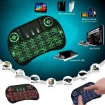 2.4GHz Mini Wireless Keyboard with Touchpad Mouse, LED Backlit Blue, Red, Green Rechargeable Li-ion Battery