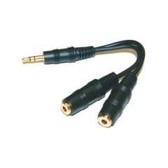 3.5mm Stereo Plug to 2 x 3.5mm Stereo Jack - Gold, 5" Y Cable