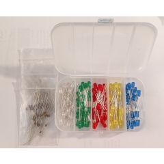 5mm LED kit Red, Yellow, White, Blue, Green diffused 25 pcs each with resistors