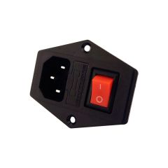 250V 10A Male AC Power Socket With Rocker Switch and Fuse Holder