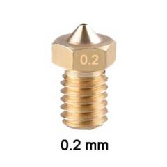 E3D printer nozzle  0.2 mm diameter it has a 6mm outer thread diameter and is 12.0mm long