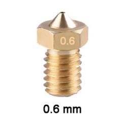 E3D printer nozzle  0.6 mm diameter it has a 6mm outer thread diameter and is 12.0mm long