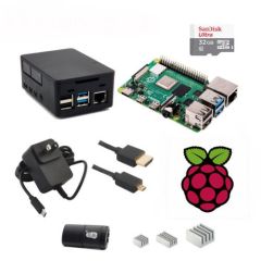 Raspberry Pi 4 Starter Kit. 8GB RAM Version.
Comes with Hi Pi case, heatsinks, USB C 5V 3A power supply, HDMI Cable, 32 GB Micro SD Card and USB Micro SD Card reader
