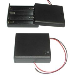AA Battery Holder - 4 Cells, Wire Leads