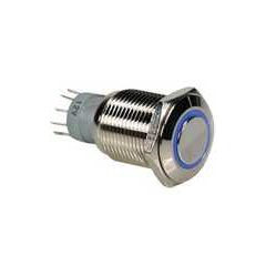 Round Metal Push Button, Blue Ring image