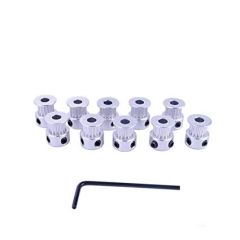 Aluminum Timing Belt Pulley GT2 16 Teeth Bore 5mm Width 6mm for 3D printer parts with Wrench- 10 Packs 