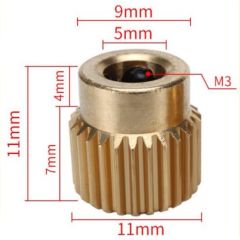 MK8 26T Brass Extrusion Gear