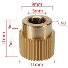 MK8 40T Brass Extrusion Gear