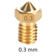 printer nozzle  0.3 mm diameter it has a 6mm outer thread diameter and is 12.0mm long