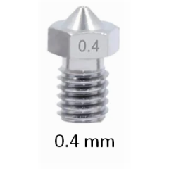 printer nozzle  0.4 mm diameter stainless steel it has a 6mm outer thread diameter and is 12.0mm long