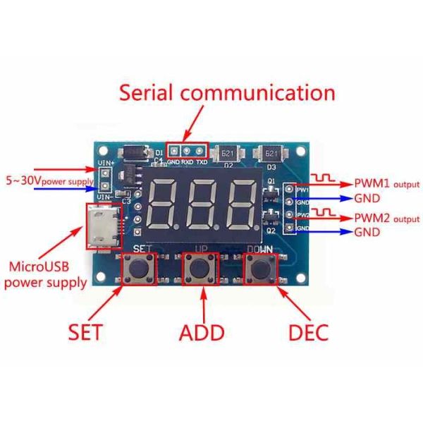 Adjustable Digital PWM Pulse Frequency Duty Cycle Module Square Wave Generator 
